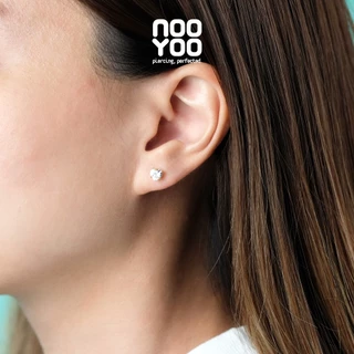 NooYoo ต่างหูสำหรับผิวแพ้ง่าย Cubic Zirconia 5x5 mm Heart