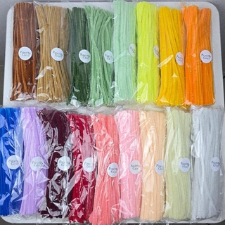 ลวดกำมะหยี่ขนฟู แพค100เส้น แท่งดัดDIY พร้อมส่งจากไทย