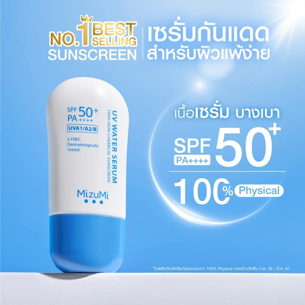 MizuMi - UV Water Serum SPF50+ PA++++ 40g No.1 Best Selling Sunscreen เซรั่มกันแดด บางเบา ซึมไว ไม่อุดตัน ปกป้องสูงสุด
