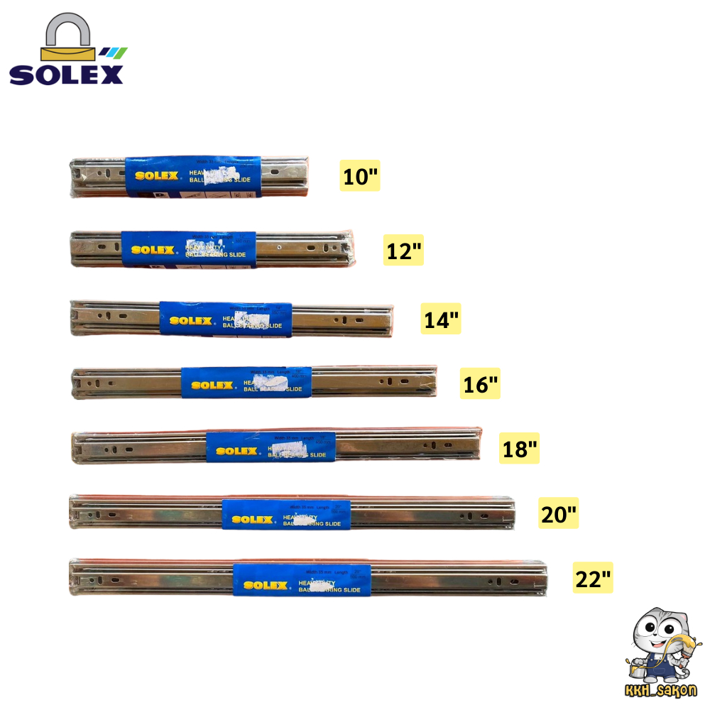 รางลิ้นชัก รางลูกปืน 2 ตอน Solex ขนาด 10 – 24 นิ้ว หน้ากว้าง 35 – 45 mm ราคา ถูกที่สุด ดีลบีเคเค แกลเลอรีภาพที่ 2