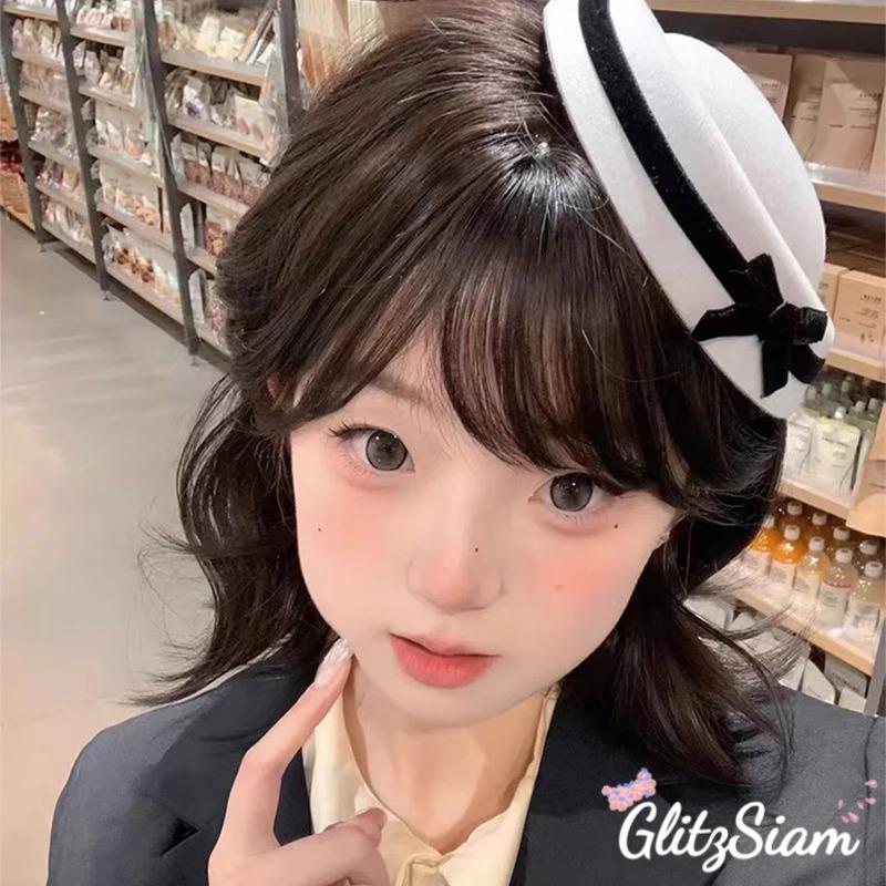 Glitzsiam🍥🍥หมวกเบเร่ต์ Hepburn British Navy หมวกทรงสูงสำหรับผู้หญิง เลือกได้ทั้งสีดำและสีขาว แต่งโบว์ หวานและน่ารัก.