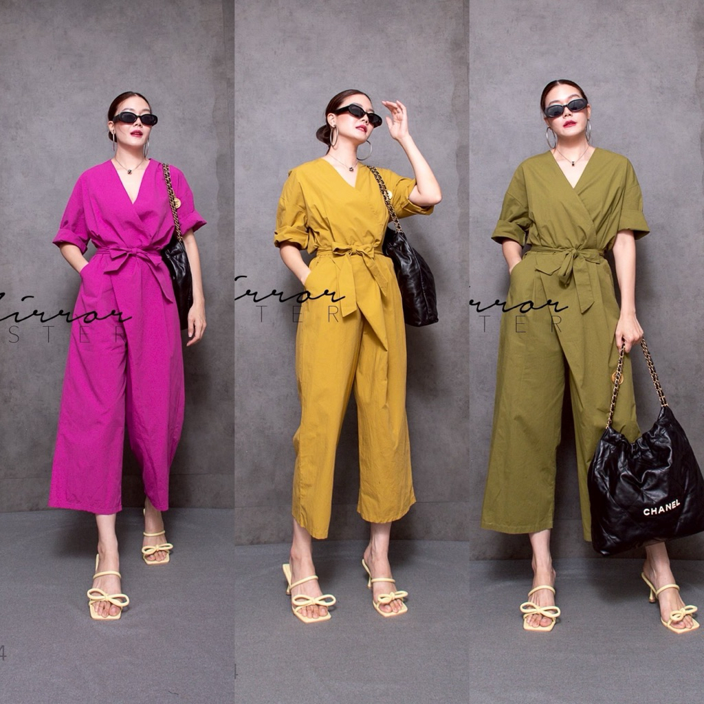 Jumpsuit จั้มสูทคอวีอกไขว้ทับกัน 50425.4 Mirrorsister