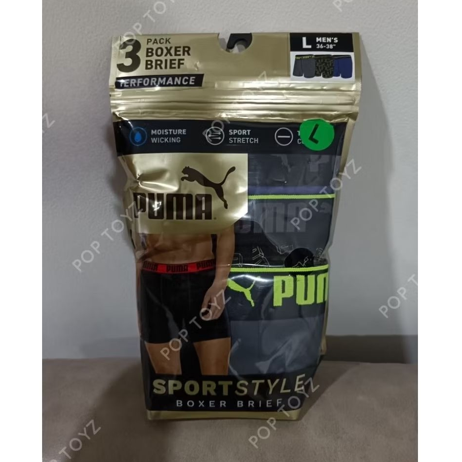 กางเกงใน Puma แพ็ค 3 pack USA ของแท้จากอเมริกา พร้อมส่ง size L Puma Performance boxer brief กางเกงใน