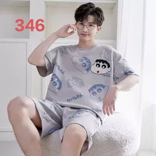 ส่งมอบทันที， ที่ส่งมาจากประเทศไทย，M-4XL，ชุดนอนผู้ชาย， ผ้าฝ้ายเนื้อนุ่ม， ลายการ์ตูน，หลากหลายรูปแบบ， ขาสั้น+เสื้อยืด