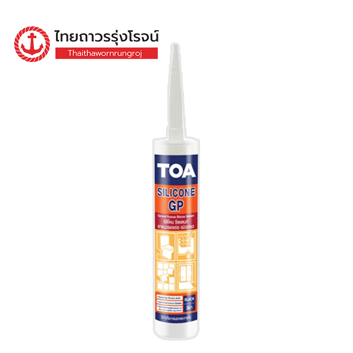 TOA GP ซิลิโคน ยาแนว กันรั่ว กันซึม ชนิดมีกรด 280ml |หลอด| ทีโอเอ ขาว / ดำ / ใส / เทา TTR Store