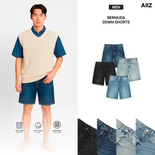 AIIZ กางเกงยีนส์ผู้ชายขาสั้นทรงขาตรง AIIZ Men's Denim Bermuda Shorts