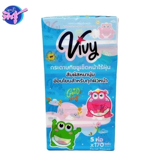 [แพค] VIVY วีวี่ รุ่น Good day กระดาษทิชชู่เช็ดหน้า ห่อละ 170 แผ่น หนา 2 ชั้น แพค 5 ห่อ