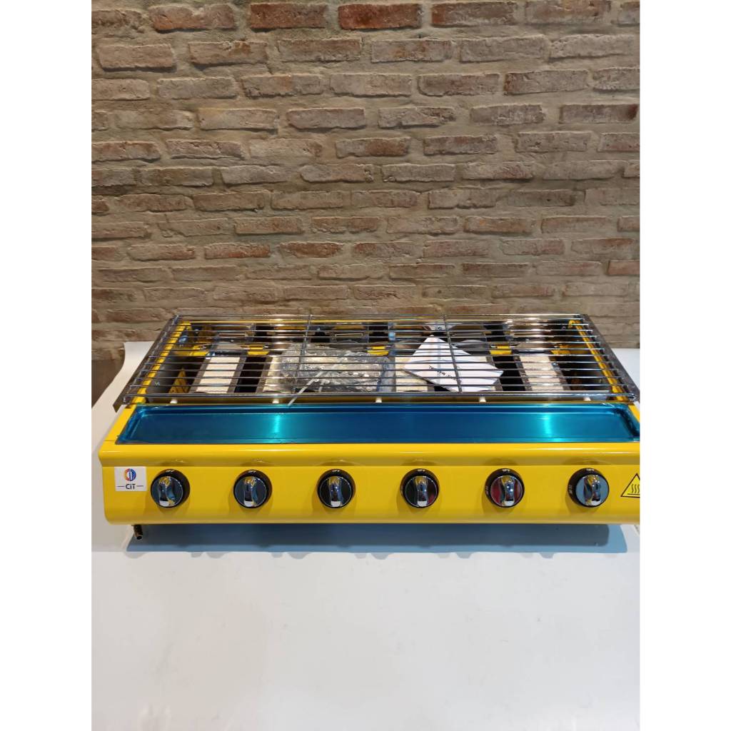 เตาปิ้งย่างใช้แก๊สไร้ควัน 6 หัวอินฟาเรด HB-206 281