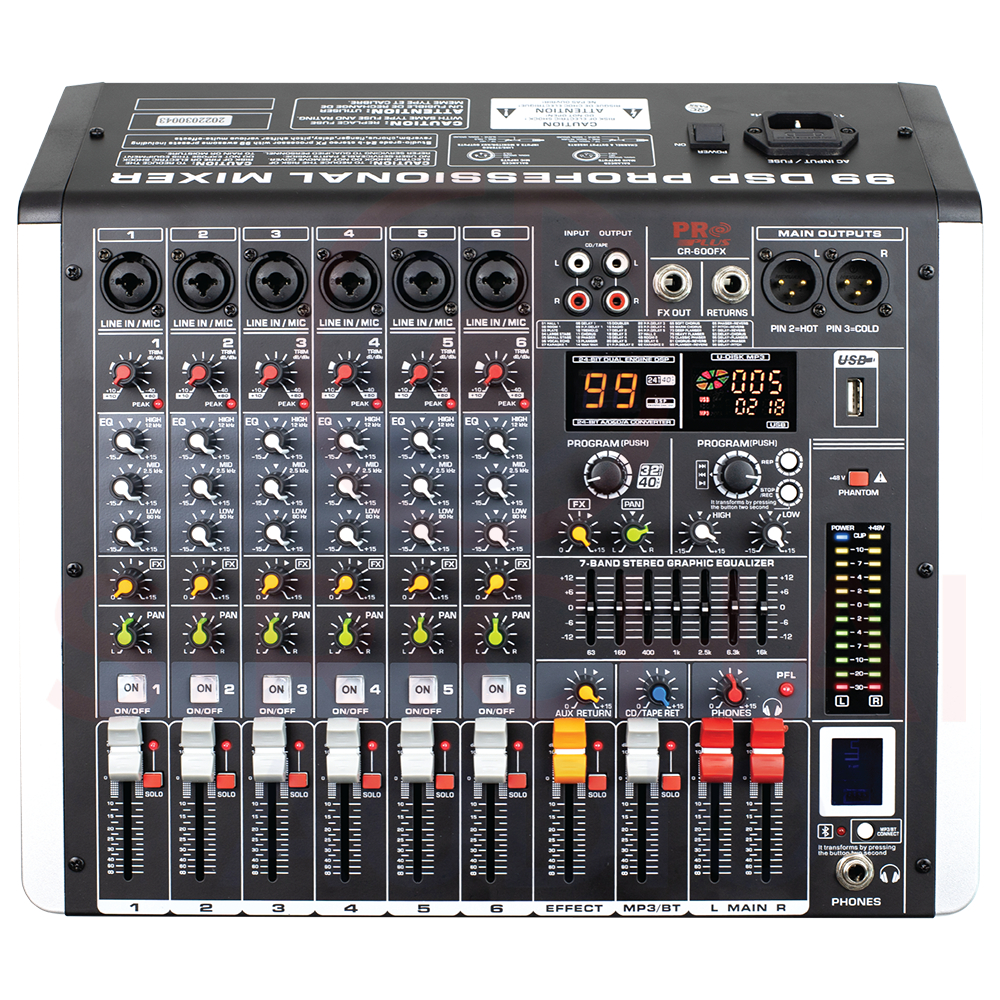 MIXER มิกเซอร์ PROPLUS รุ่น CR600fx เอฟเฟคแท้ ปุ่มLED วอลลุ่มSLIDE