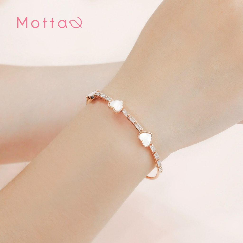 Motta Bangle กำไลข้อมือชุบทองคำขาว ดีไซน์หัวใจหวานๆ