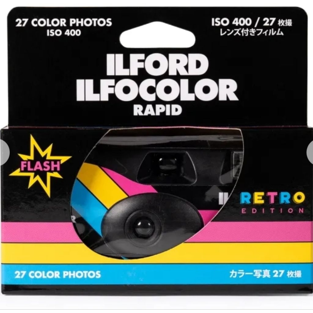 กล้องใช้แล้วทิ้ง พร้อมส่ง IlFord ILFOCOLOR กล้องฟิล์มสไตล์อังกฤษ 27 รูป iso 400 แฟลตในตัว