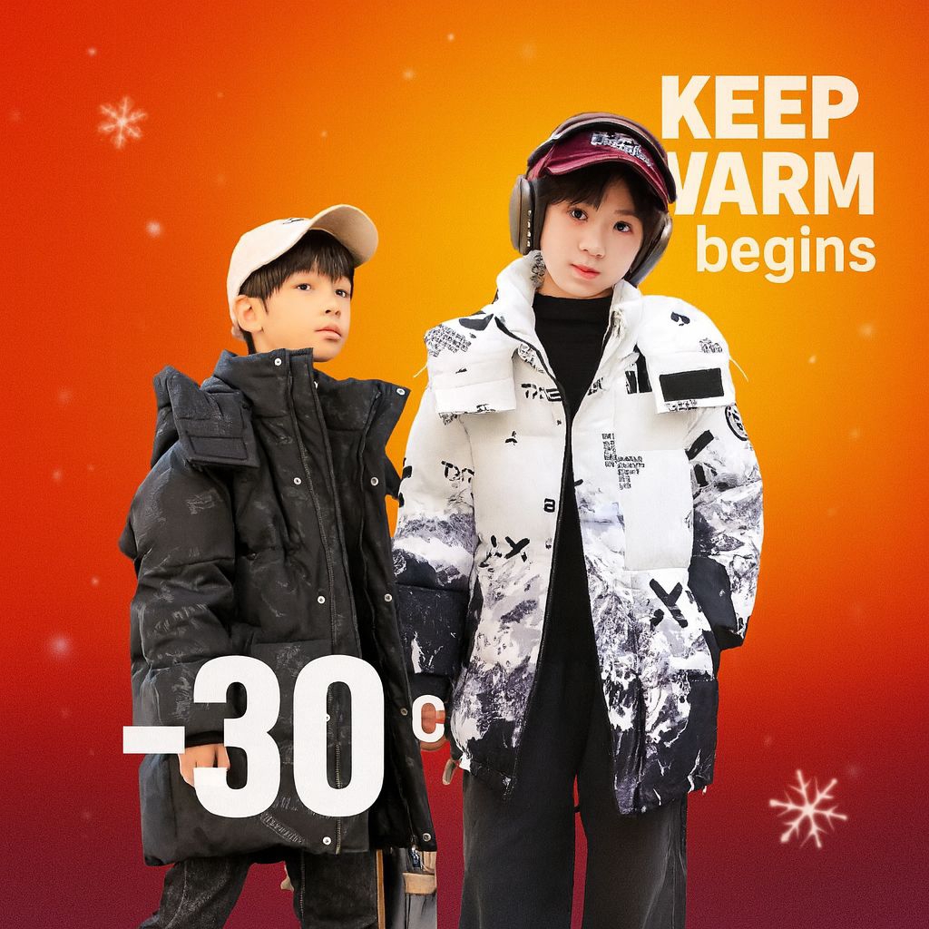 เสื้อกันหนาวเด็ก เสื้อโค้ทกันหนาวขนเป็ด หนา อุ่น ทนหนาว -30°C แฟชั่นเด็กชาย ใส่เที่ยวหิมะ