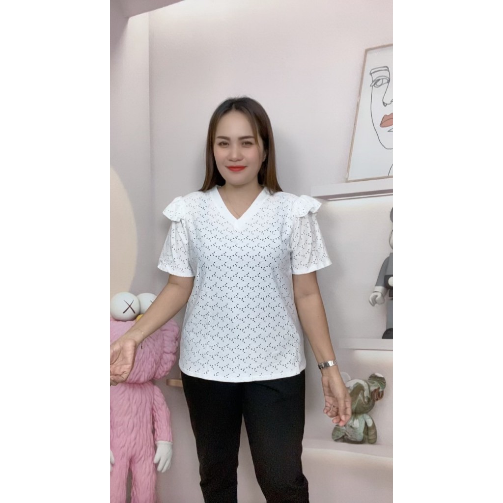 เสื้อสีดำ เสื้อลูกไม้ฉลุุ เสื้อลูกไม้ รอบอก36-48นิ้ว รุ่น916