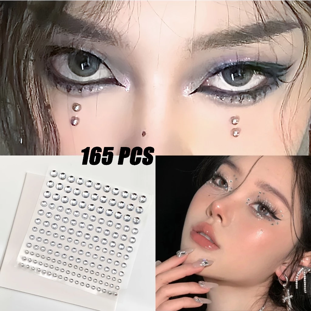RIbbonIsland🫧คริสตัสติดตา สติ๊กเกอร์เพชร y2k แต่งหน้า ins สติ๊กเกอร์ สไตล์เกาหลี เพชรแต่งหน้า มีกาวในตัว