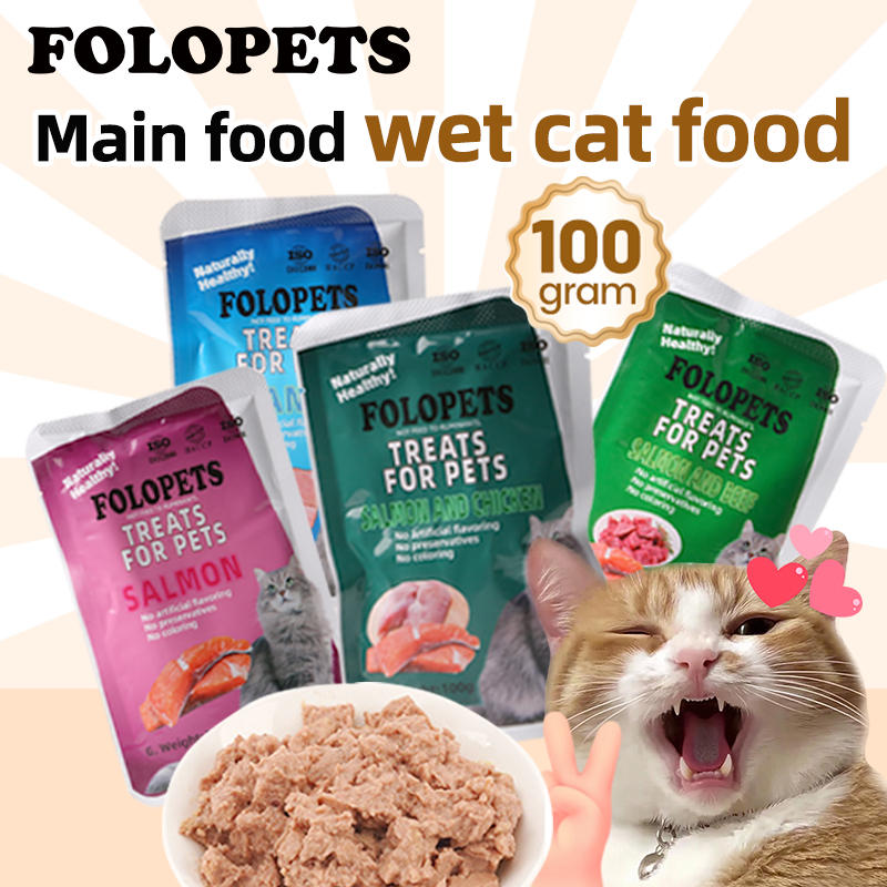 FOLOPETS อาหารเปียกแมว อาหารเปียกแบบซอง ขนมแมว อาหารแมว 100g -โภชนาการครบถ้วนและสมดุลสำหรับแม