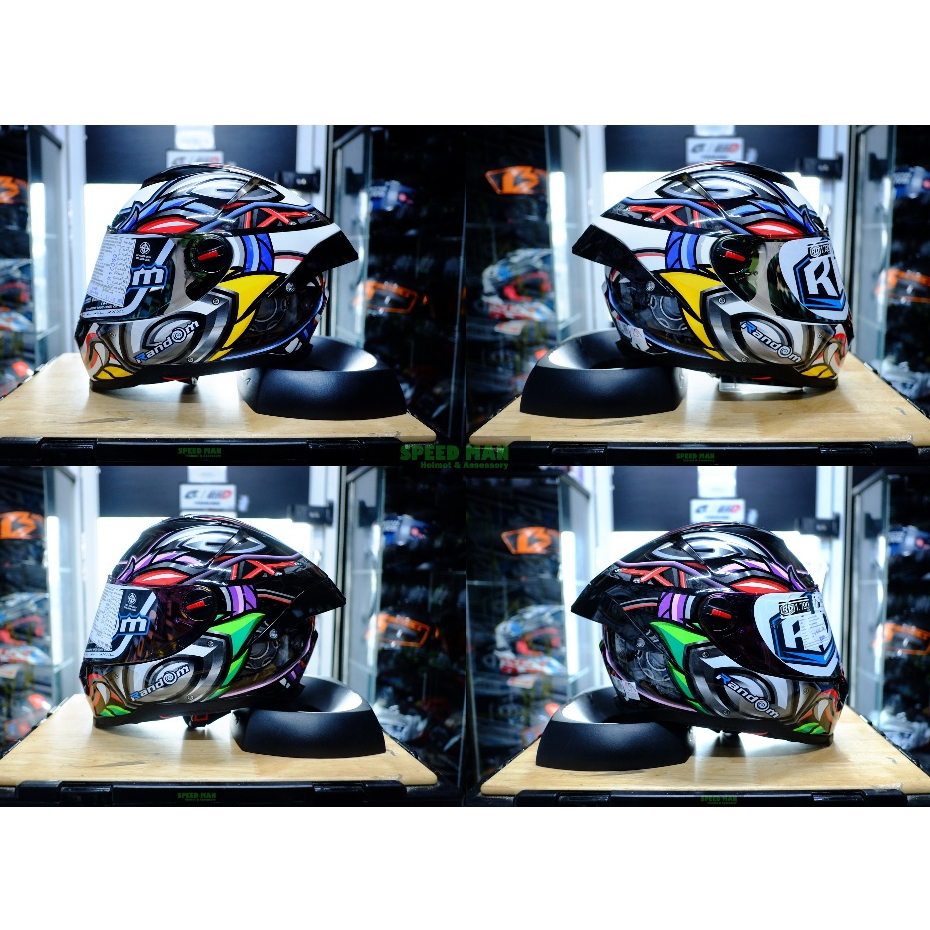 หมวกกันน็อค RD รุ่น CZ-R ลายหนุมาน สีขาวและสีดำ แถมชิลด์ดำและถุงคลุมหมวก