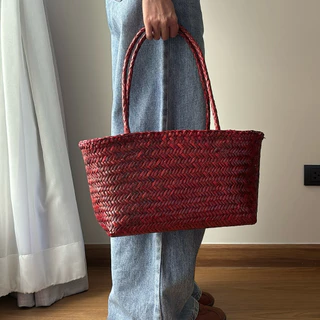 พร้อมส่ง FLIN BREAD LONG HANDLE กระเป๋าสานหูยาวสะพายไหล่