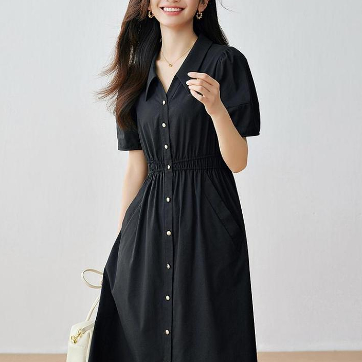 เดรสดํายาวรัดรูปผู้หญิง แฟชั่น ออกงานไซส์ใหญ่ น่ารัก คนอ้วน black dress ทํางาน