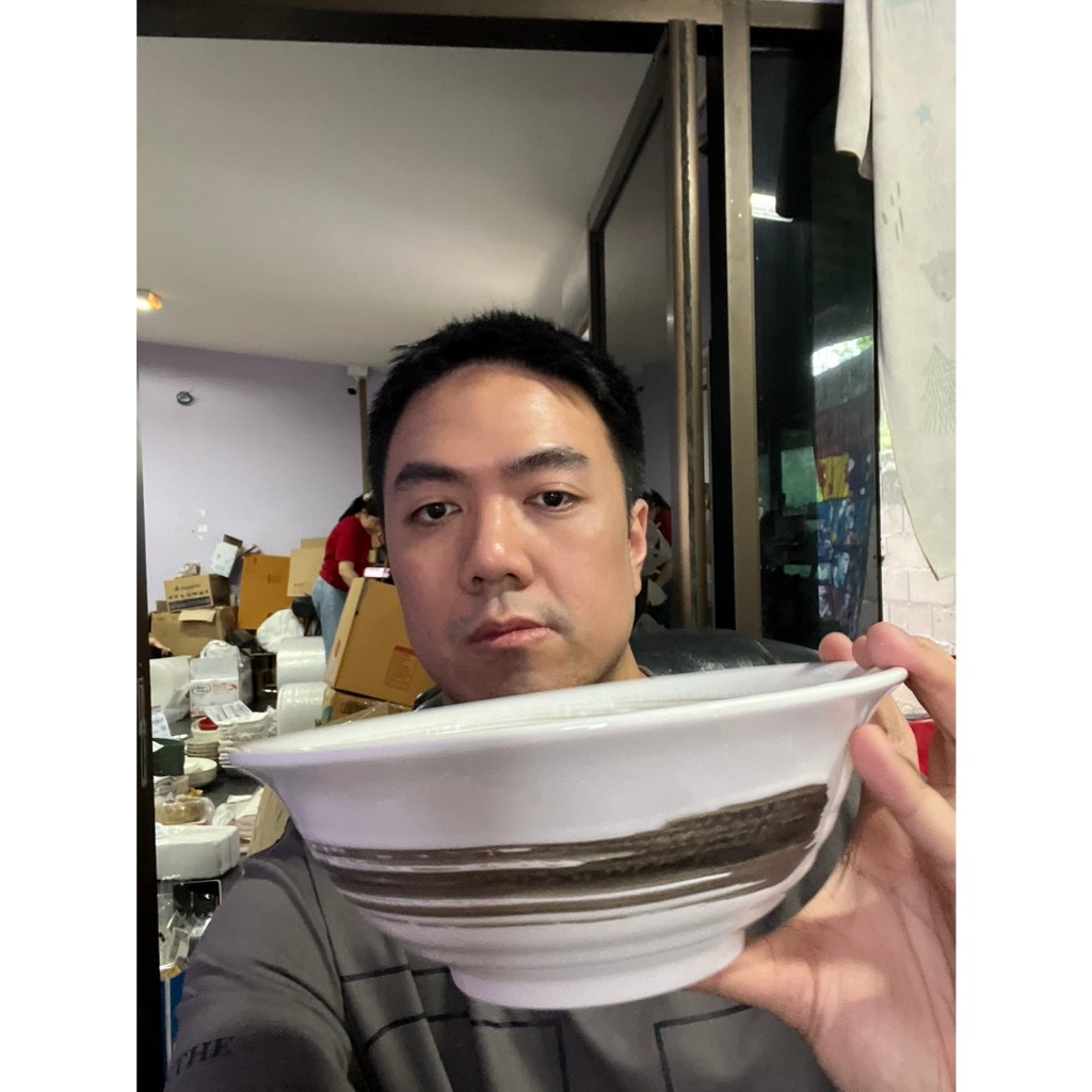 ชามราเมนเซรามิกปากบาน ลายภาพวาดหมึก ขนาด22x8.5cm จุ1100ml