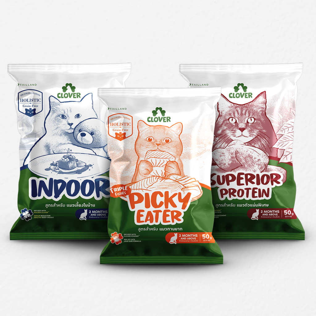 [สินค้าแถมเท่านั้น] Clover อาหารแมว holistic 3 สูตรใหม่ ขนาด 300 กรัม