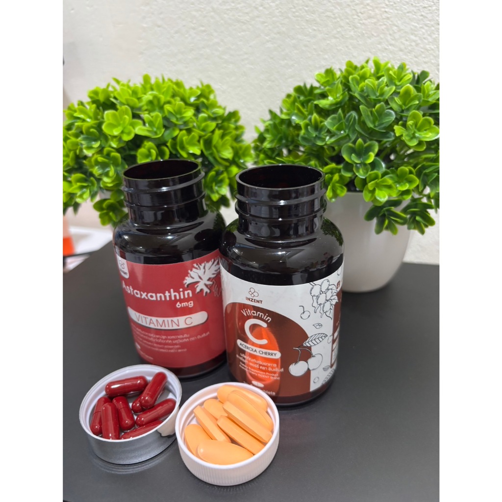 INZENT Astaxanthin + INZENT Vitamin C Acerola Cherry 1000 มก.