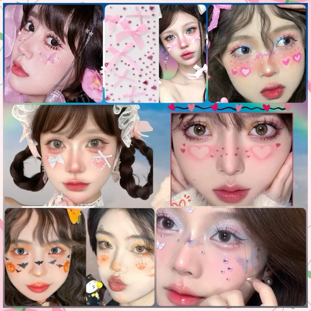 🇹🇭พร้อมส่ง 🍒แทททู , สติ้กเกอร์ติดหน้า 💕สวยม๊ากกก🇹🇭