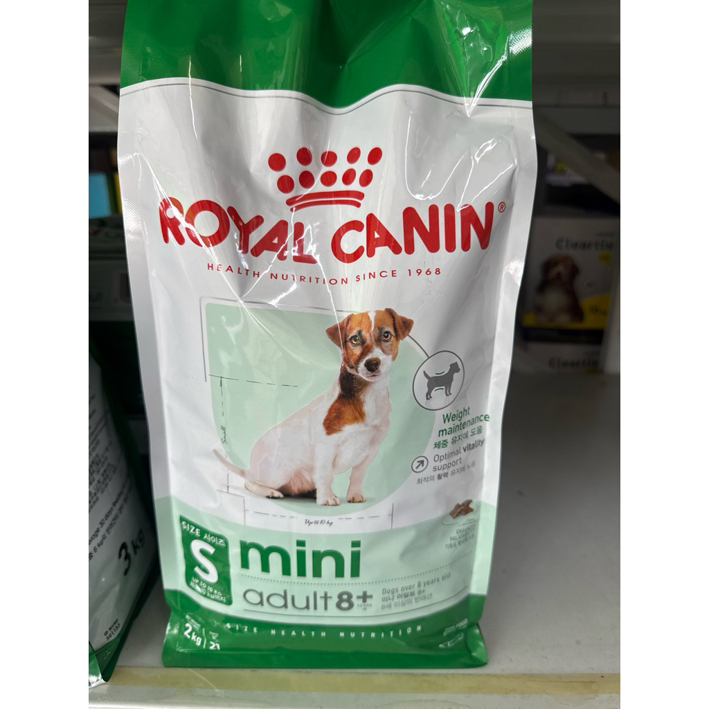 Royal canin Mini adult 8+  2 kg. สุนัขสูงวัย พันธุ์เล็ก อายุ 8 ปีขึ้นไป (นน. โตเต็มวัยต่ำกว่า 10 กก.)