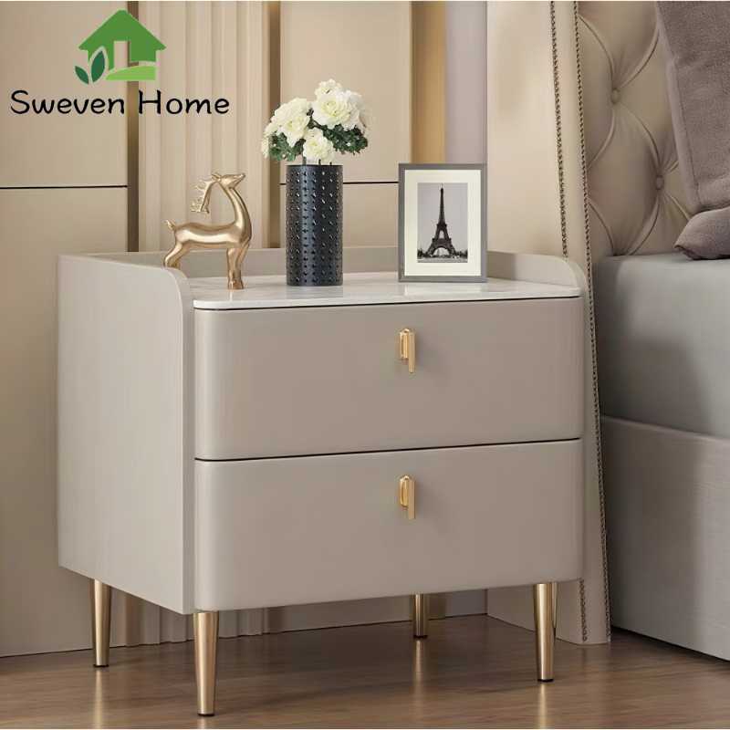 Sweven Home โต๊ะหัวเตียง โต๊ะข้างเตียง โต๊ะลิ้นชัก สไตล์มินิมอล  ตู้ข้างเตียงห้องนอน ตู้เก็บของข้างเตียง 45*40*50ซม