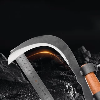 มีดตัดทะลาย ใบมีดเคียว สำหรับตัดมะพร้าว ตัดกล้วย ตัดหญ้า Curved Coconut Harvesting Sickle with Handle Clamp - High Carb