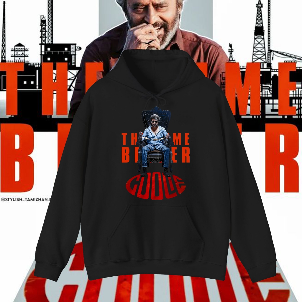 Coolie Rajini Hoodies SUPER STAR RAJINI Shirt Coolie Movie Baju เสื้อฮู้ด มีให้เลือกทั้งสีดำและสีขาว