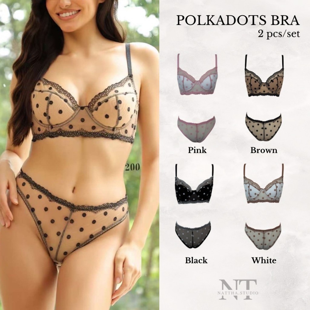 Nattha.Studio / Polkadots bar set 5588 เสื้อชั้นใน + กางเกงชั้นใน Lady ผู้หญิง
