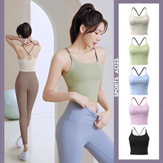 mvp sport เสื้อกล้ามกีฬาผู้หญิง สปอร์ตบรา สปอร์ตบราแบบไขว้สายเดี่ยว บุโฟมแบบเย็บติด
