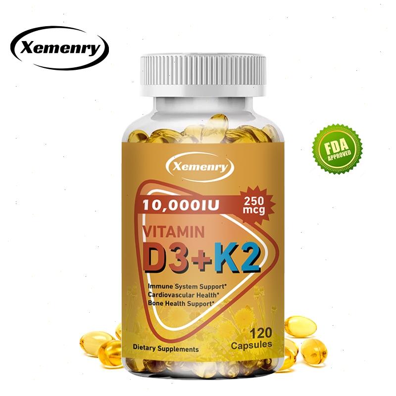 Xemenry D3K2 แคปซูลวิตามินดี 3+เค 2 10,000IU เสริมสร้างระบบภูมิคุ้มกัน บำรุงหัวใจและหลอดเลือด บำรุงกระดูก 120 เม็ด