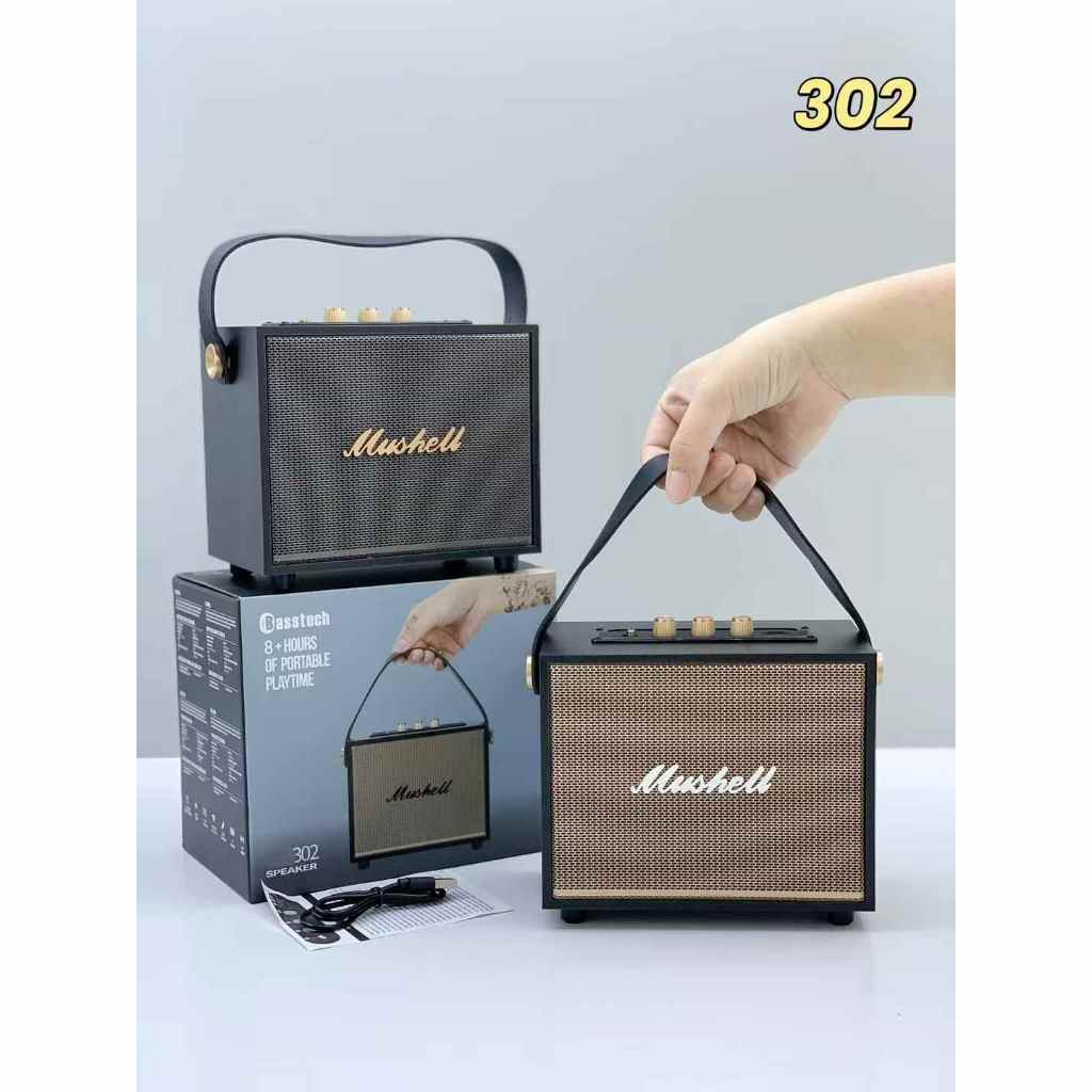 ลำโพงบลูทูธ ไร้สาย เสียงดี XM-302 ลำโพงตู้ไม้แบบพกพา สำหรับใช้ในบ้านและกลางแจ้ง ซับวูฟเฟอร์ เบสแน่น 