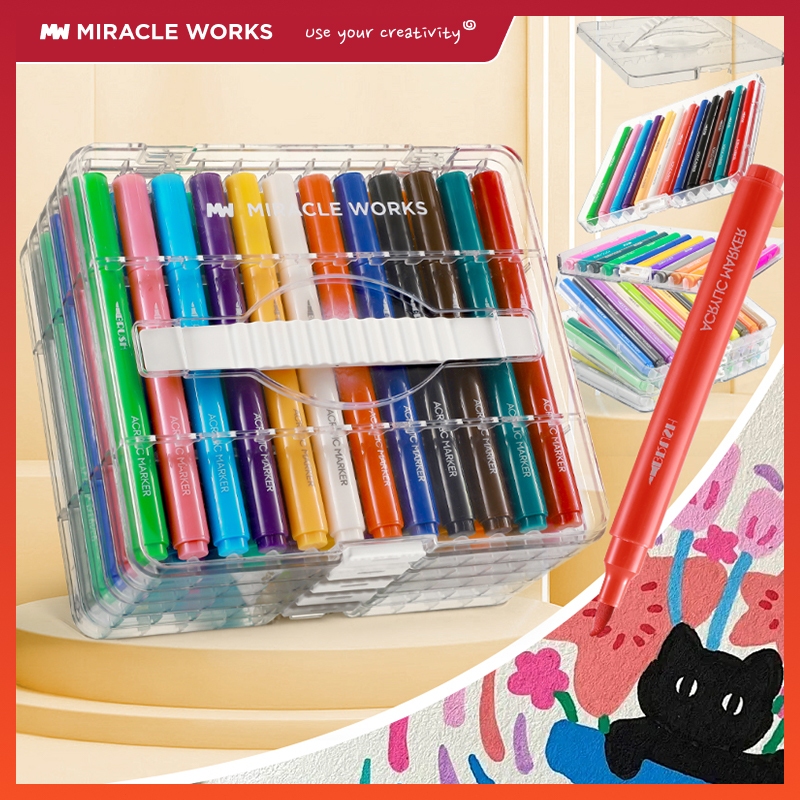MW 12/24/36/48/60 สี ปากกาอะคริลิค เครื่องหมาย Brush Acrylic marker