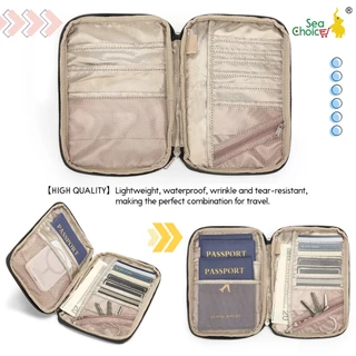 SeaChoice กระเป๋าใส่พาสปอร์ตสำหรับครอบครัว กระเป๋าใส่พาสปอร์ตป้องกัน RFID กระเป๋าจัดระเบียบเอกสารการเดินทาง ยูนิเซ็กซ์