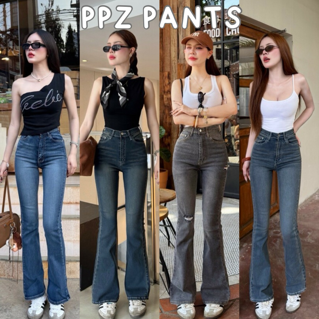 ʙᴏᴏᴛ ᴄᴜᴛ👖กางเกงยีนส์ขาม้า เอวสูง ผ้าลีวาย เนื้อผ้ายืด นุ่ม ใส่สบาย มีมากกว่า 30สี กางเกงยีนส์ผู้หญิง