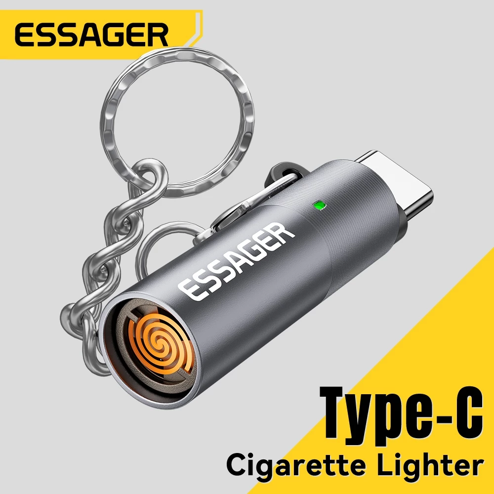 Essager ที่จุดบุหรี่ Type-C พกพาสำหรับการเดินทาง ใช้งานได้กับอุปกรณ์หลายชนิด