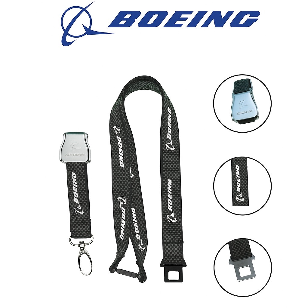 Boeing Carbon Lanyard  seat buckle style สายคล้องคอโบอิ้งหัวล็อคแบบเข้มขัด