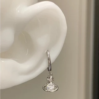 พร้อมส่ง! ราคา/คู่ ต่างหูรุ่น Crystal Saturn Earrings ต่างหูห้อยจี้ดาวเสาร์ สไตล์ Y2K ล็อกแน่น เนื้องานเกาหลี พรีเมี่ยม