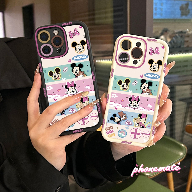 ตก แต่งการ์ตูนมิกกี้มินนี่เมาส์สีชมพูโบว์ เคส For Infinix Hot 40i Smart8/8Pro/8Pro+ Hot 40/40Pro Hot 50i Smart 9 Hot 30i