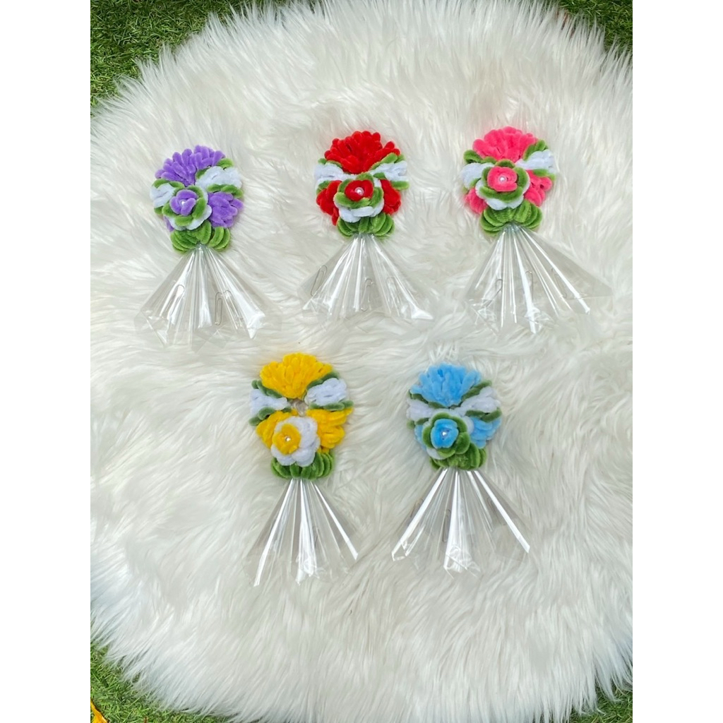 พวงมาลัยลวดกำมะหยี่เล็ก ใส่ธนบัตรได้ 3 ใบ แถมฟรีคลิป