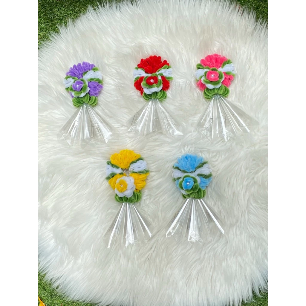 พวงมาลัยลวดกำมะหยี่เล็ก ใส่ธนบัตรได้ 3 ใบ แถมฟรีคลิป