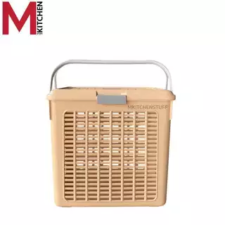 M KITCHEN ตะกร้าอเนกประสงค์ ใบใหญ่ทรงสูง ขนาด 35x47x41.5cm ตะกร้าผ้า ตะกร้าเตรียมคลอด ตะกร้าฝาปิด (C1)