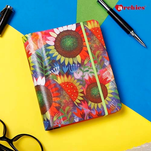 Floral Pattern Exercise Book with Elastic