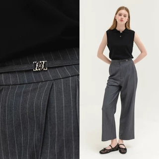 CHUUCHOP - (XS-4XL) Nyla Striped Pants กางเกงสแลคขายาวลายทาง (C8421)