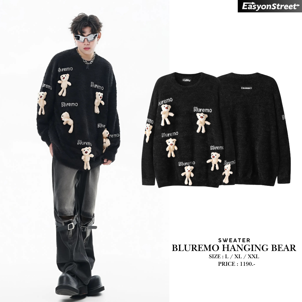 Blurmo hanging bear เสื้อสเวตเตอร์สุดแนวว มีน้องๆหมีห้อยเต็มตัว เนื้อผ้าเกรดพรีเมี่ยม สไตล์เกาหลี น่ารักสุดๆ เสื้อแขนยาว