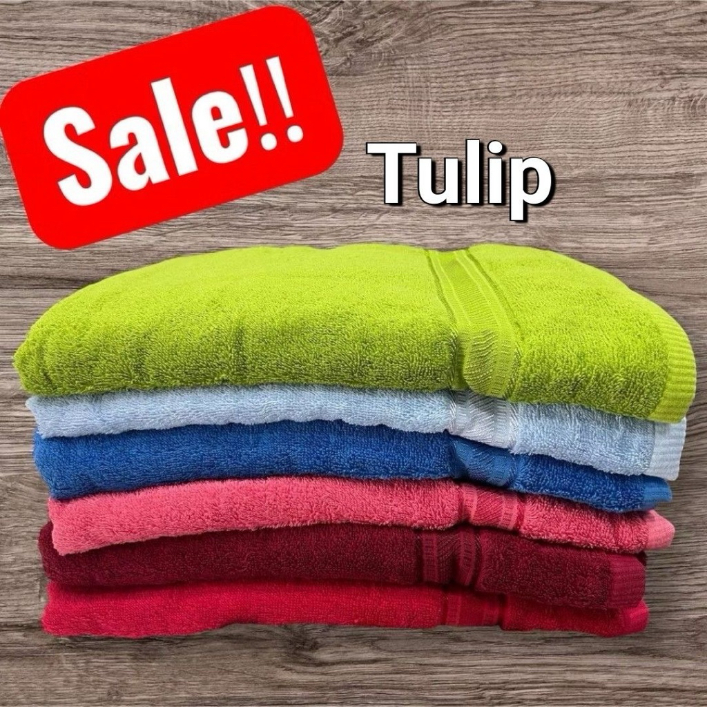ผ้าขนหนูแบรนด์ TULIP ขนาด 30”x60 นิ้ว” (ขนาดใหญ่มาตรฐาน) ซับน้ำดีมาก ใช้งานคงทน ขนไม่หลุด