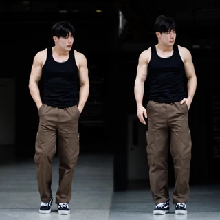 B&R กางเกงขายาวผู้ชาย Cargo pants การออกแบบกระเป๋าหลาย ระบายอากาศได้สะดวกสบาย หล่อ