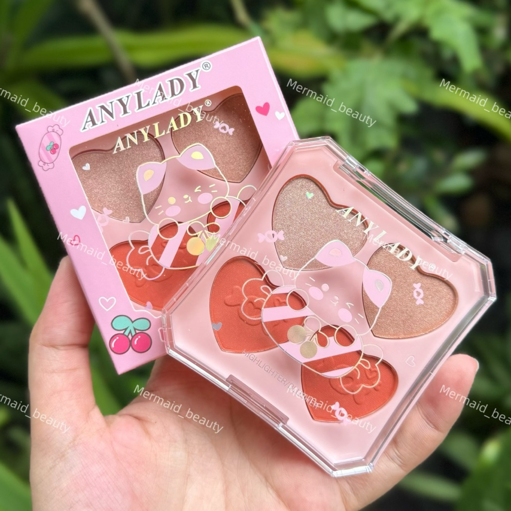 บลัชหัวใจ4ช่อง แก้มไฮไลท์ anylady hightlighter blusher